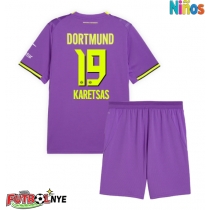 Camiseta Borussia Dortmund Konstantinos Karetsas #19 Tercera Equipación para niños 2026-27 manga corta (+ pantalones cortos)